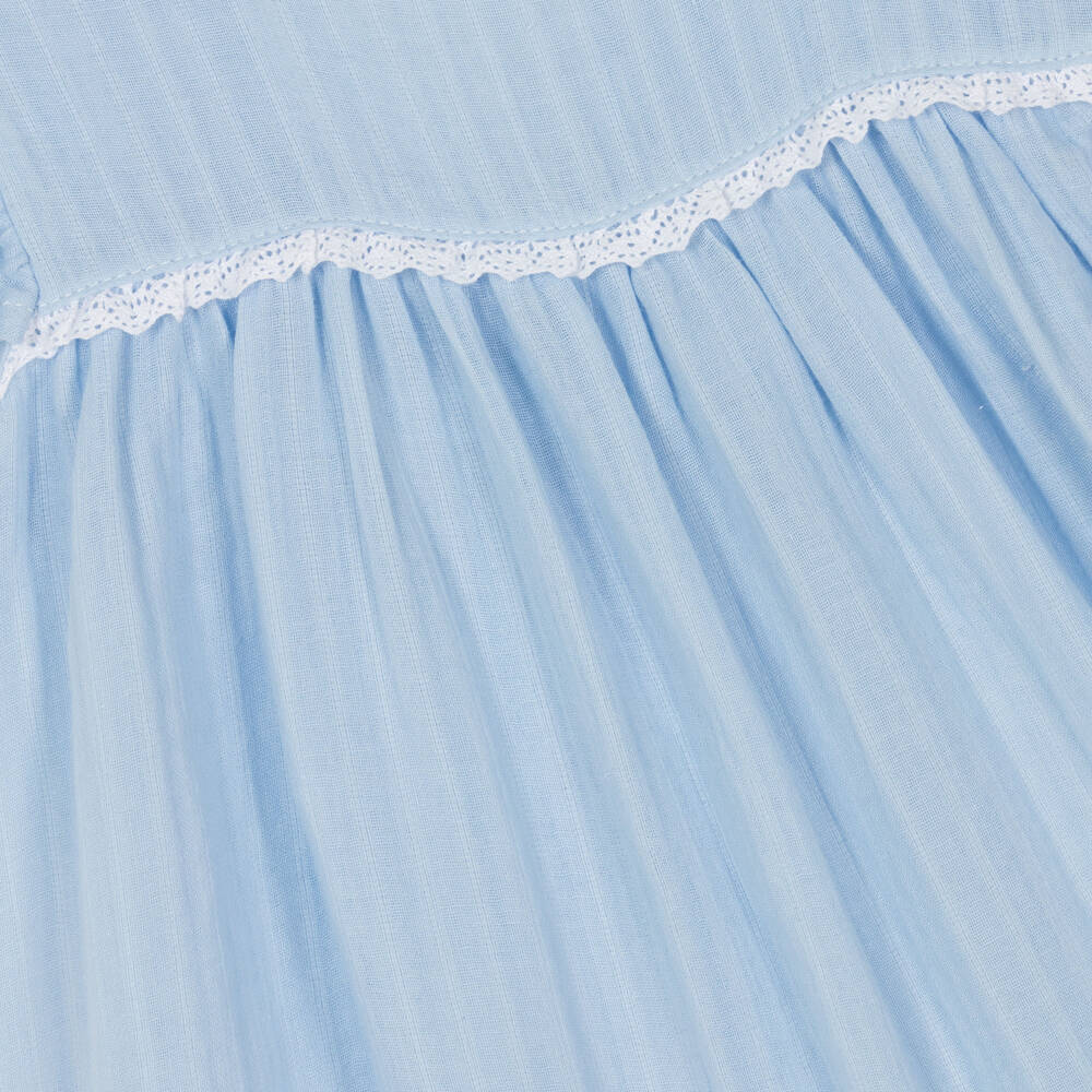 Babidu-Girls Blue Cotton Dress | Childrensalon Outlet