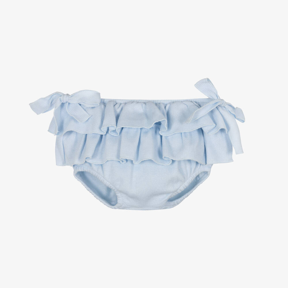 Babidu - Girls Blue Cotton Knit Bloomer Shorts | Childrensalon