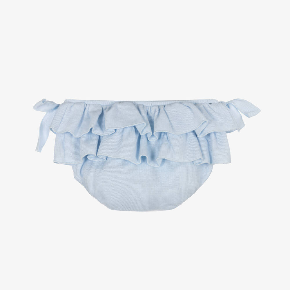 Babidu-Girls Blue Cotton Knit Bloomer Shorts | Childrensalon Outlet