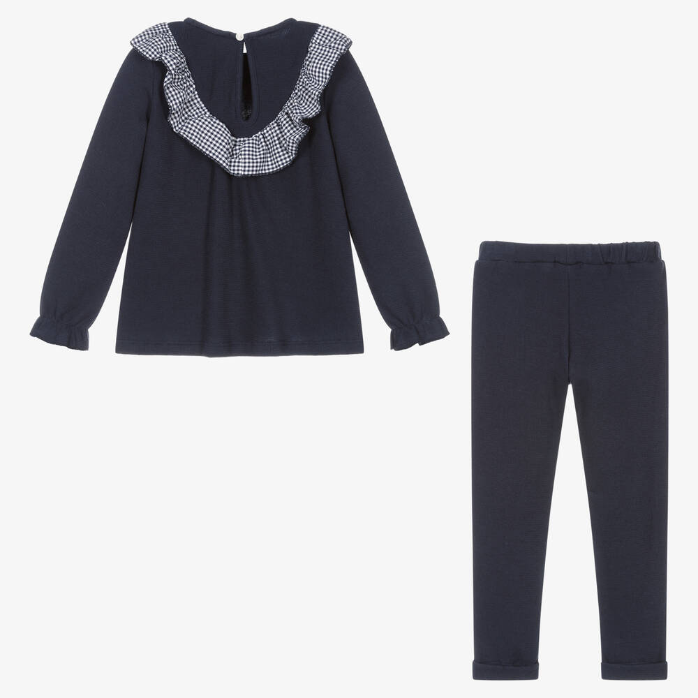 Babidu-Girls Blue Cotton Trouser Set | Childrensalon Outlet