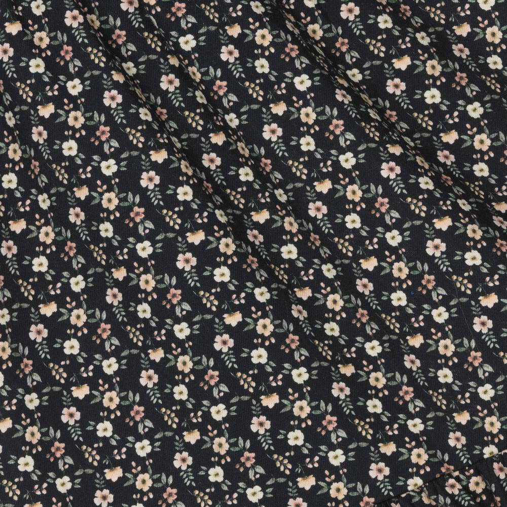 Babidu-فستان قطن تويل لون كحلي بطبعة ورود | Childrensalon Outlet