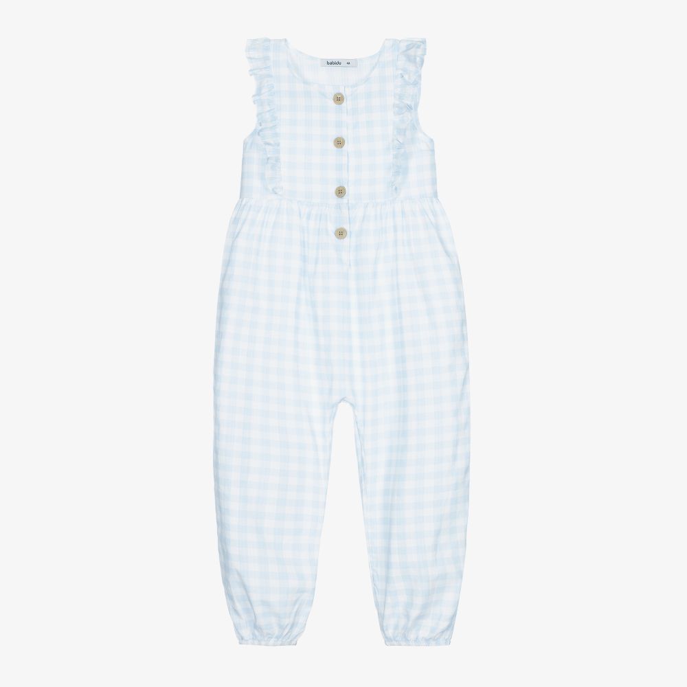 Babidu-Girls Blue Gingham Jumpsuit | Childrensalon Outlet