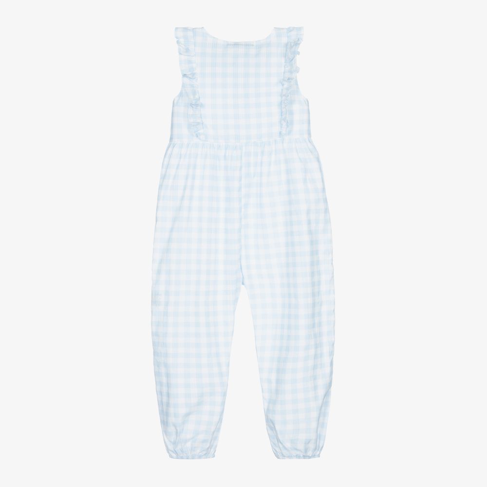 Babidu-Girls Blue Gingham Jumpsuit | Childrensalon Outlet