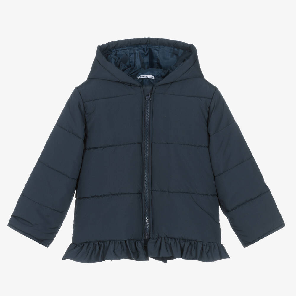 Babidu - Girls Blue Padded Puffer Jacket | Childrensalon