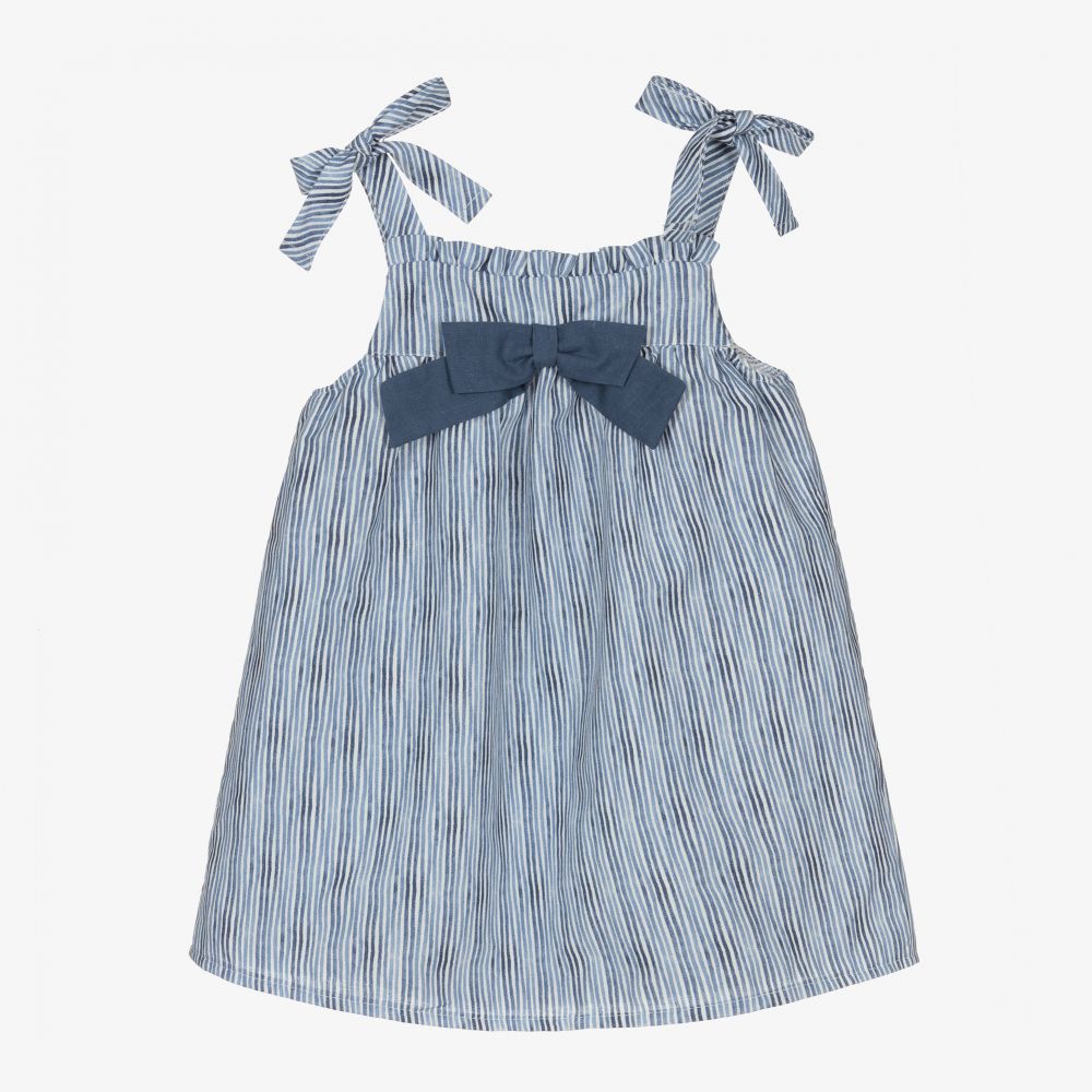 Babidu - Girls Blue Stripe Dress  | Childrensalon
