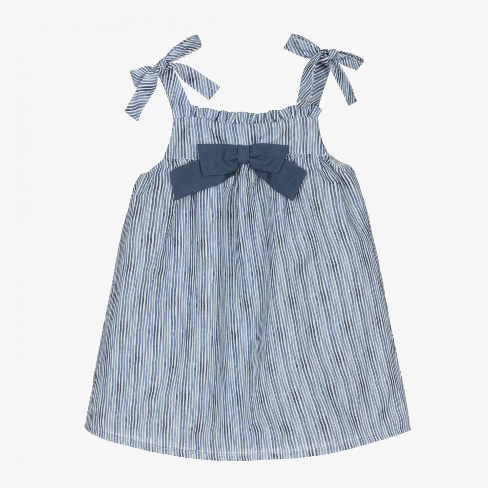 Babidu - Robe bleue à rayures Fille  | Childrensalon