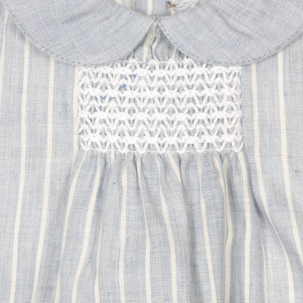 Babidu-Girls Blue Striped Shorts Set | Childrensalon Outlet