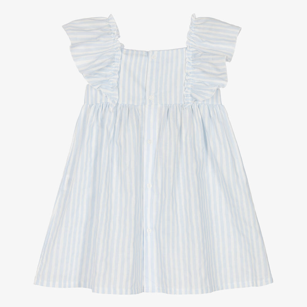 Babidu-Girls Blue Striped Smocked Dress | Childrensalon Outlet