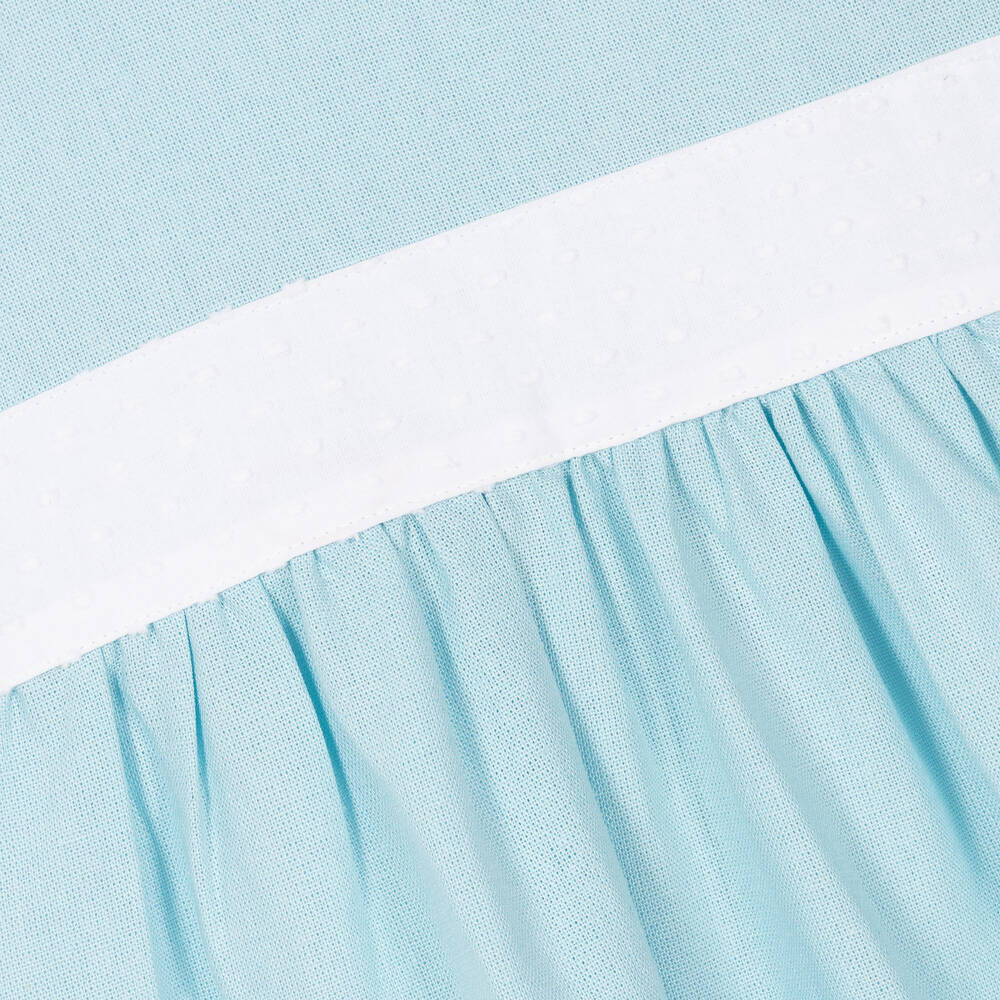 Babidu-Girls Blue Viscose & Linen Dress | Childrensalon Outlet