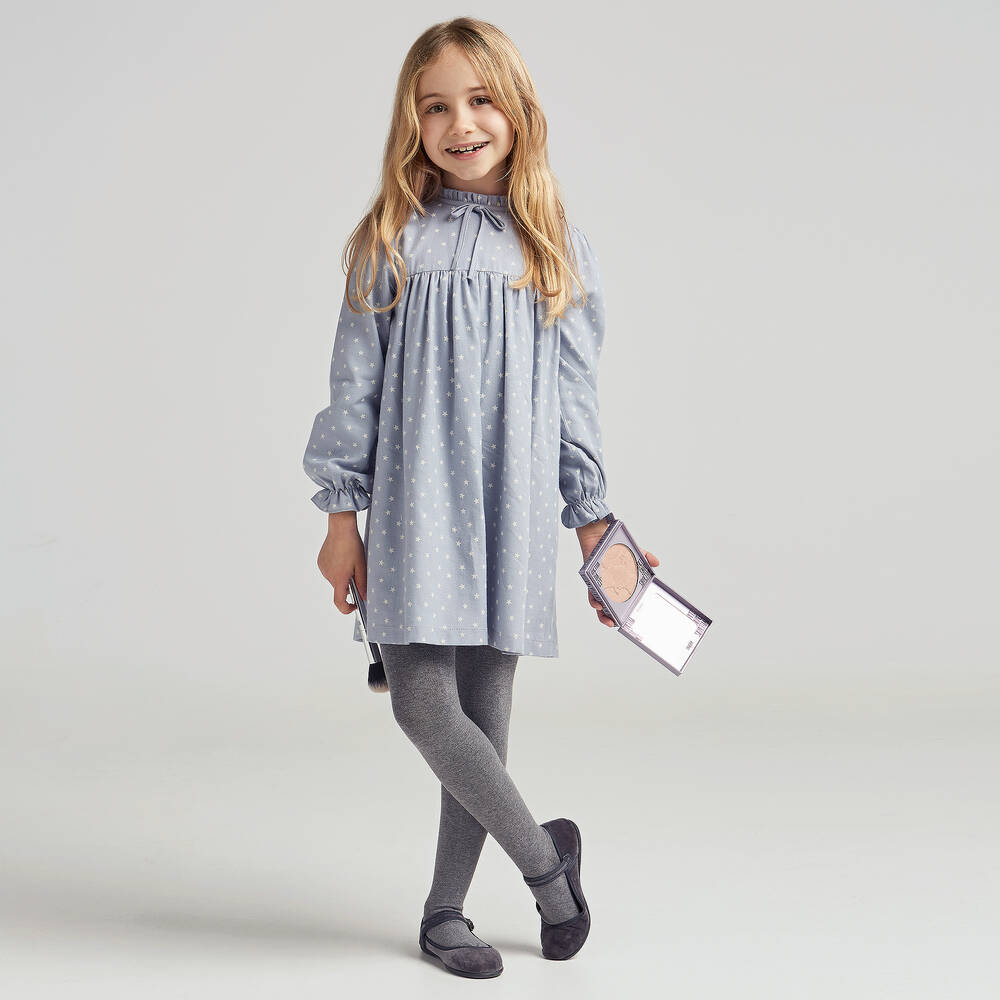 Babidu-فستان فيسكوز وقطن لون أزرق باهت | Childrensalon Outlet