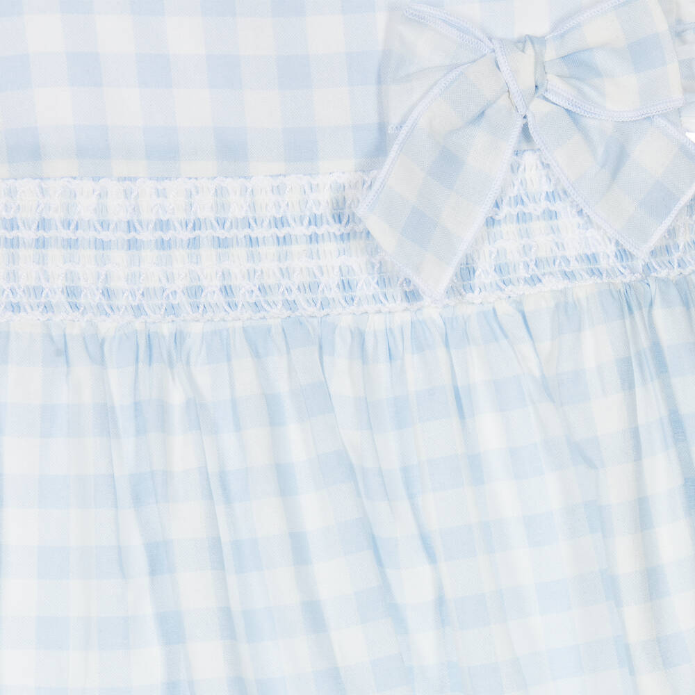 Babidu-Girls Blue & White Check Cotton Dress | Childrensalon Outlet