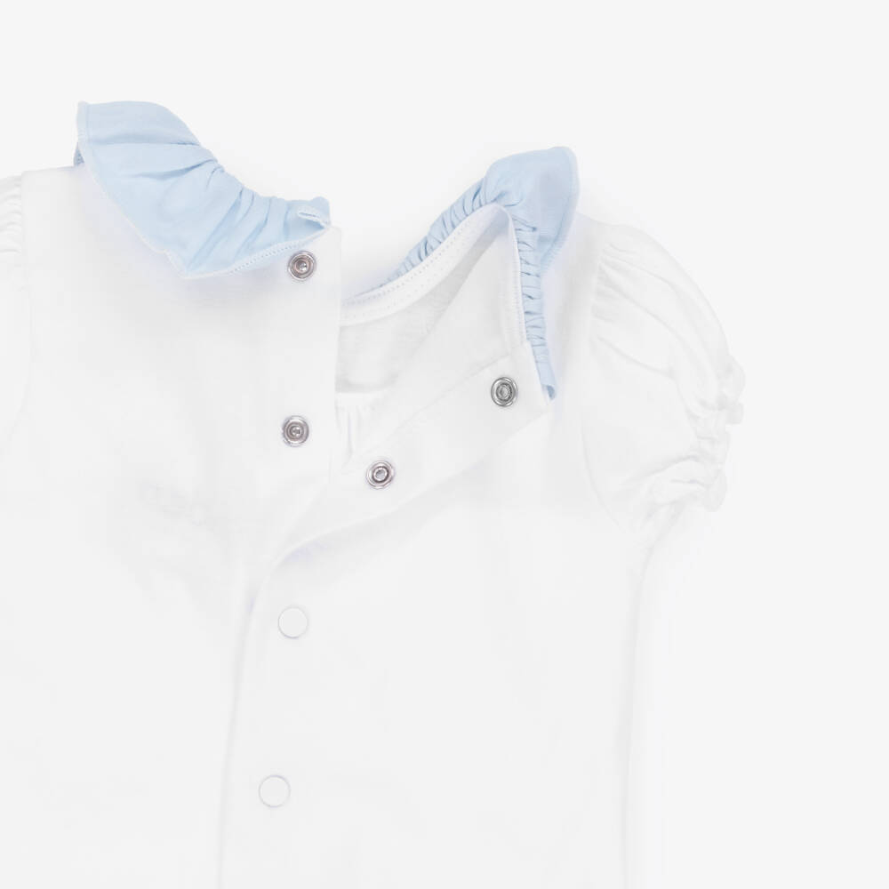 Babidu-Girls Blue & White Ruffle Shorts Ensemble | Childrensalon Outlet