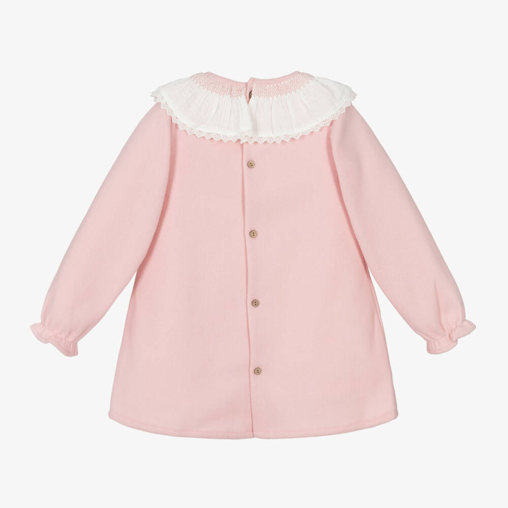 Babidu-Girls Blush Ruffle Neck Dress | Childrensalon Outlet