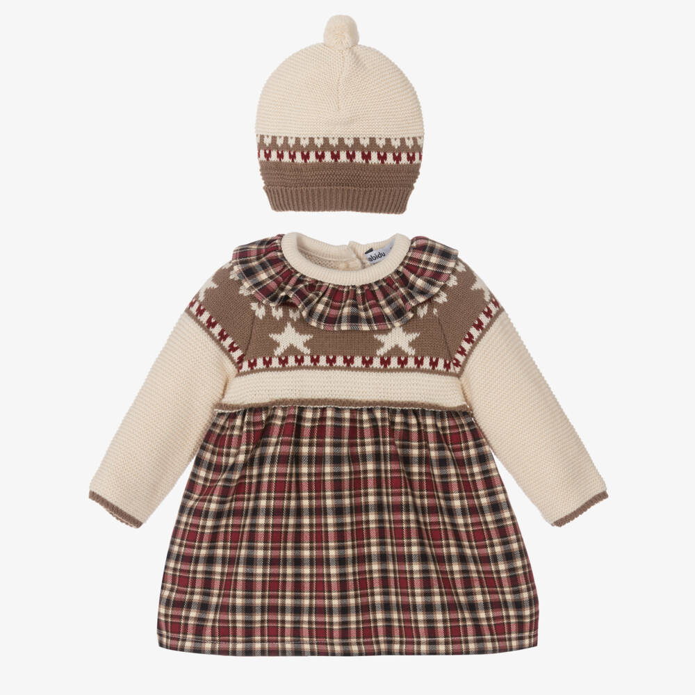 Babidu-Girls Burgundy Check Dress Ensemble | Childrensalon Outlet