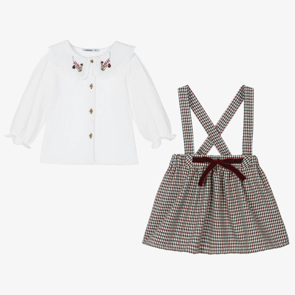 Babidu-Комплект юбка в клетку бордовый для девочек | Childrensalon Outlet