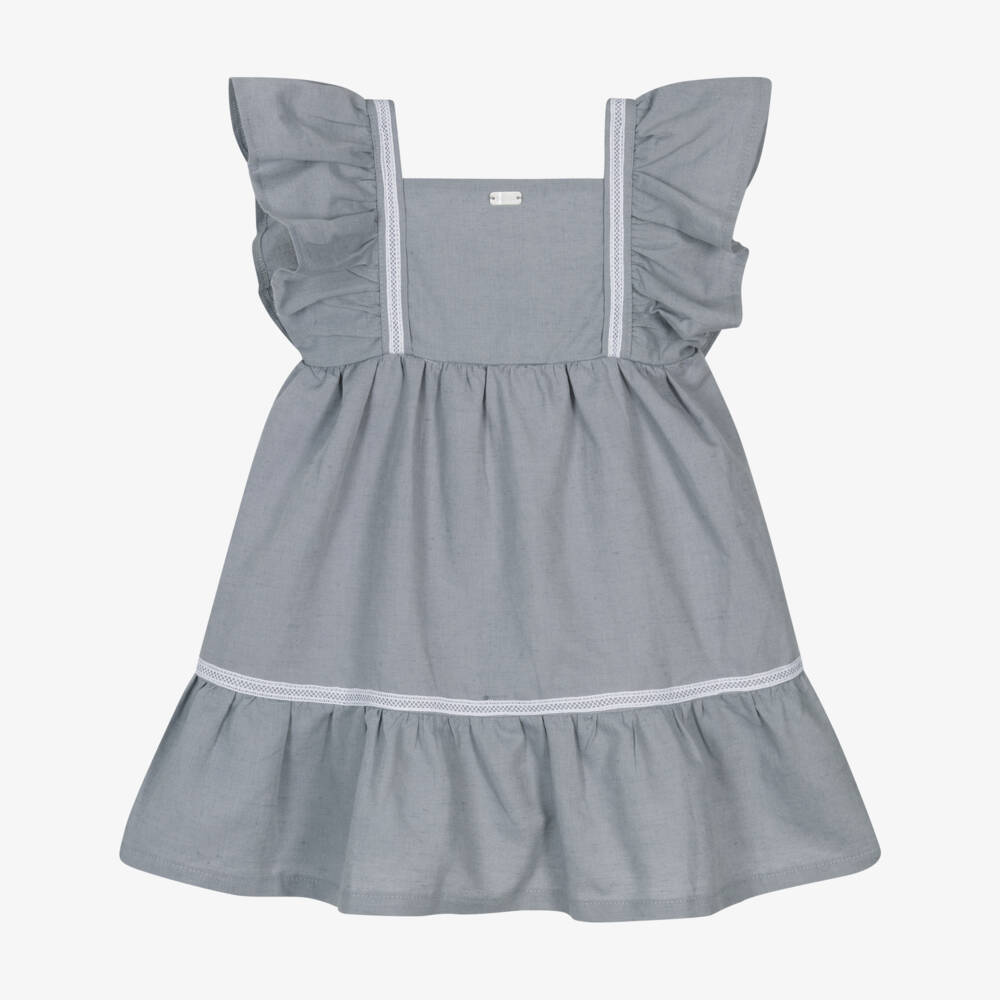 Babidu-Платье из хлопка для девочек угольного цвета | Childrensalon Outlet