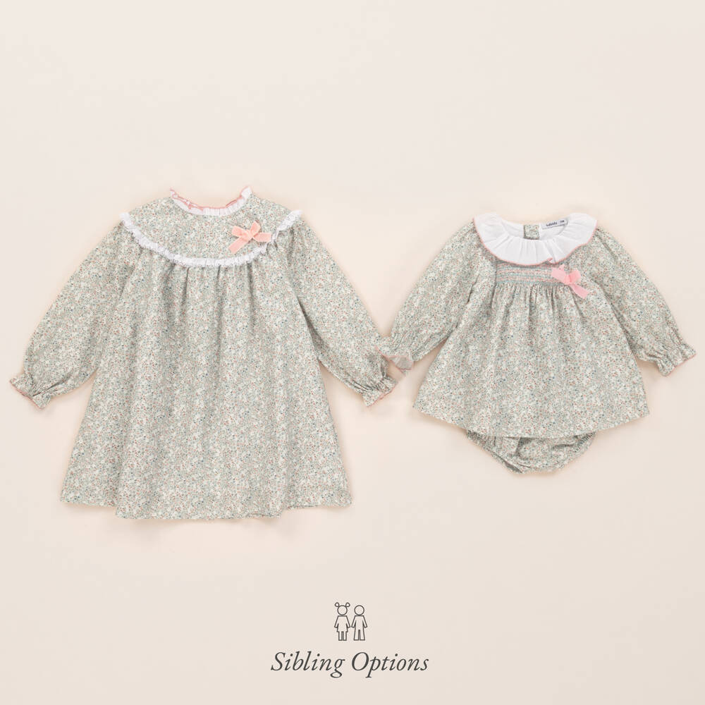 Babidu-Girls Charming Green Floral Frock | Childrensalon Outlet