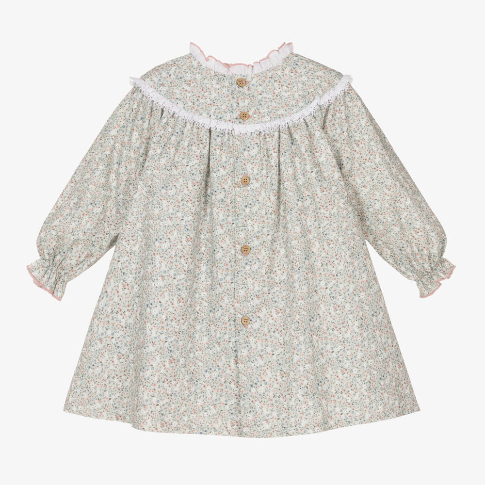 Babidu-Girls Charming Green Floral Frock | Childrensalon Outlet