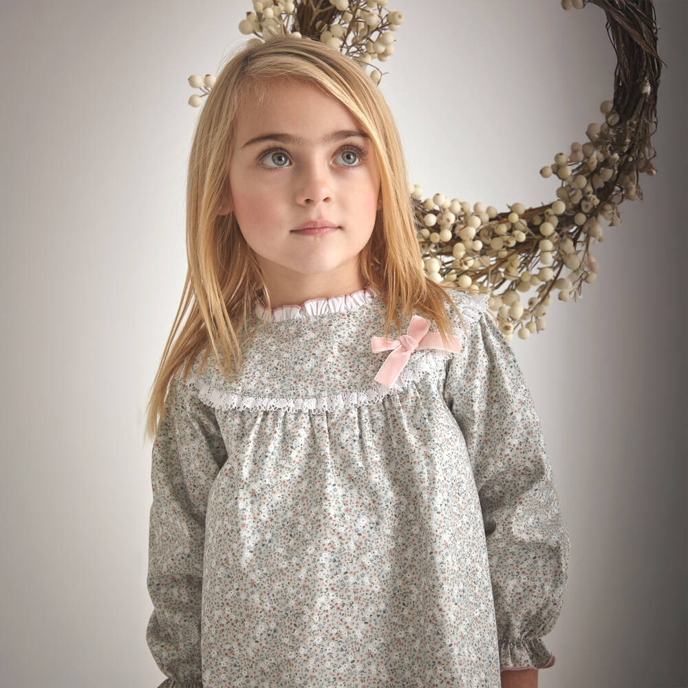 Babidu-Girls Charming Green Floral Frock | Childrensalon Outlet