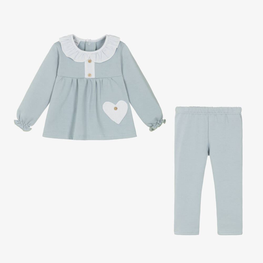 Babidu-Girls Cotton Blue Outfit Set | Childrensalon Outlet