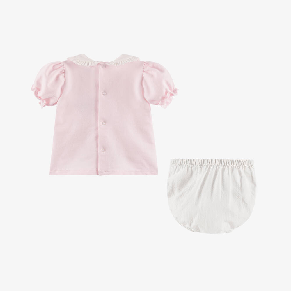 Babidu-Girls Cotton Ensemble in Soft Pink | Childrensalon Outlet