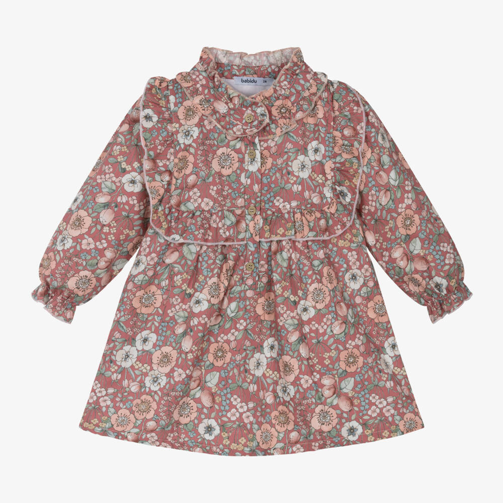 Babidu-Girls Cotton Floral Pink Frock | Childrensalon Outlet