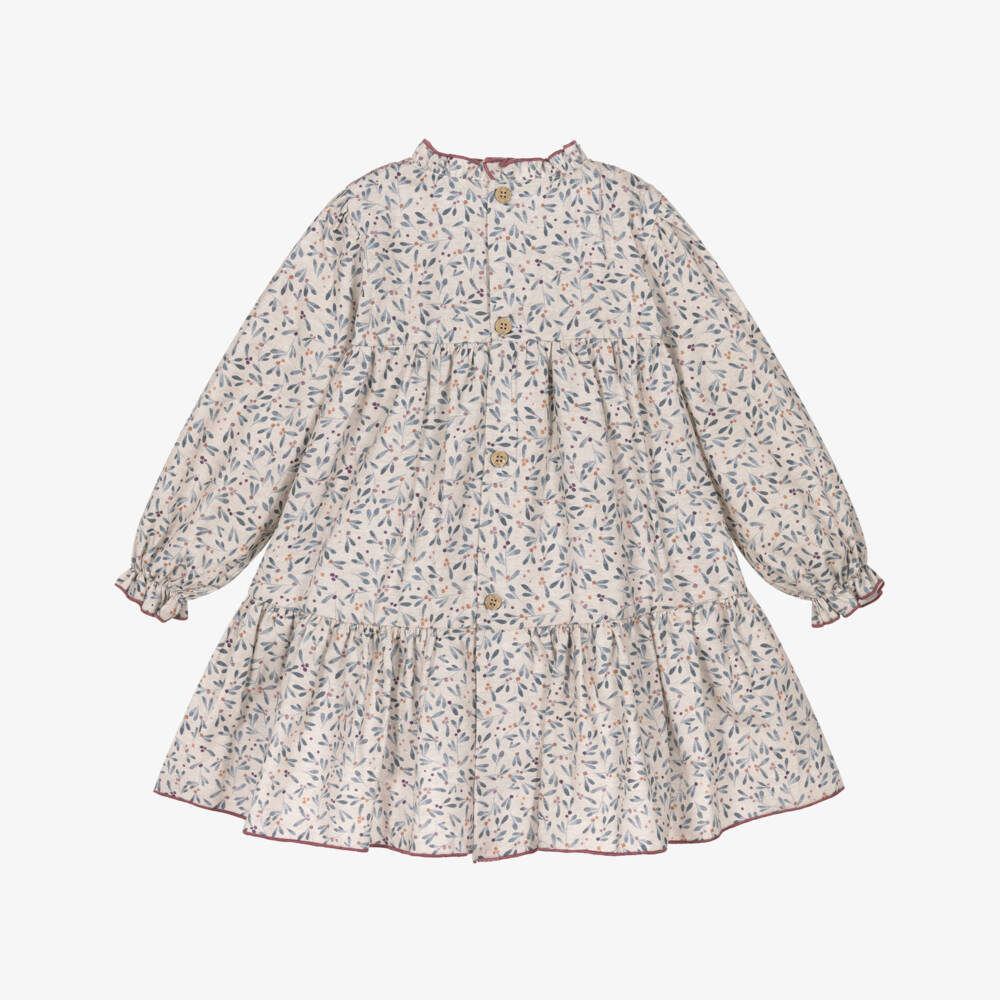 Babidu-Платье из хлопка с листовым принтом для девочек | Childrensalon Outlet