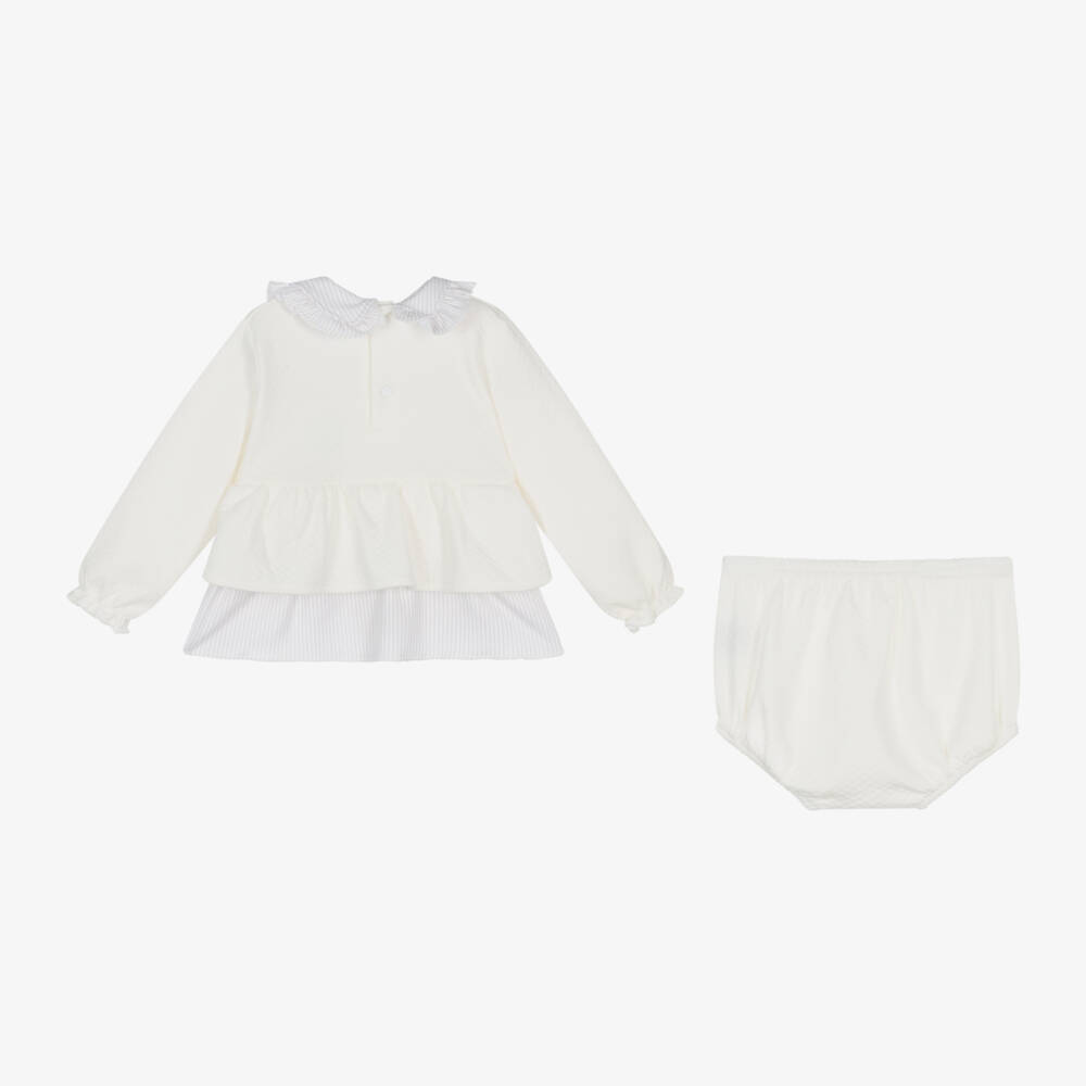 Babidu-Girls Cream Cotton Shorts Ensemble | Childrensalon Outlet