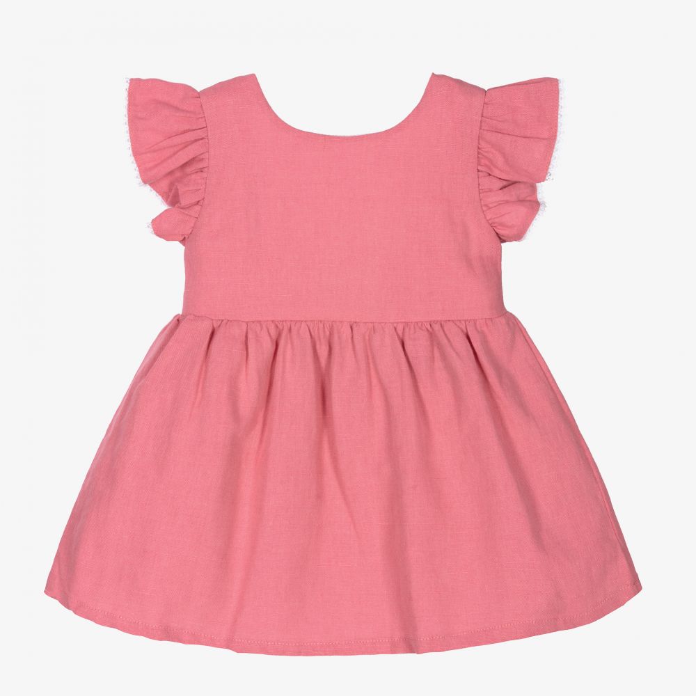 Babidu - Темно-розовое хлопковое платье для девочек  | Childrensalon