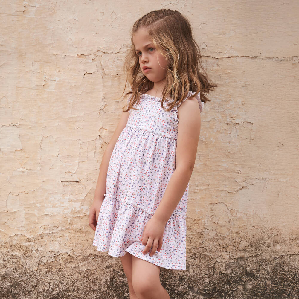 Babidu-Нежное кремовое платье с цветочным узором для девочек | Childrensalon Outlet