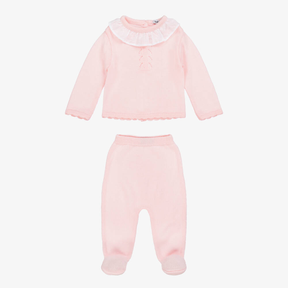 Babidu-Girls Delicate Pink Knit Ensemble | Childrensalon Outlet