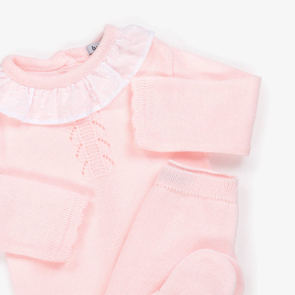 Babidu-Girls Delicate Pink Knit Ensemble | Childrensalon Outlet