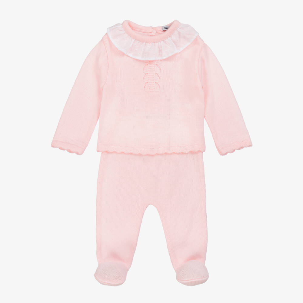 Babidu-Girls Delicate Pink Knit Ensemble | Childrensalon Outlet