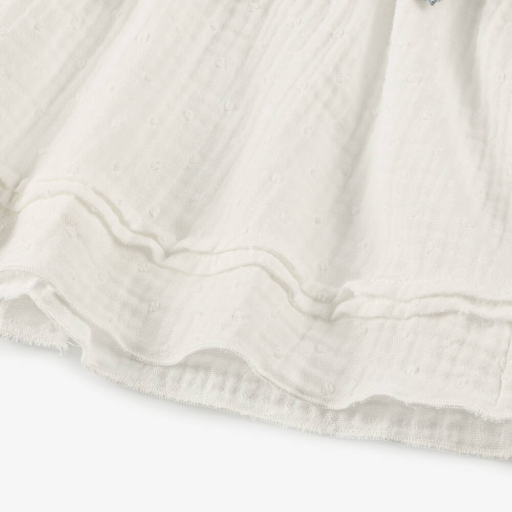 Babidu-Girls' Delicate White Cotton Frock | Childrensalon Outlet