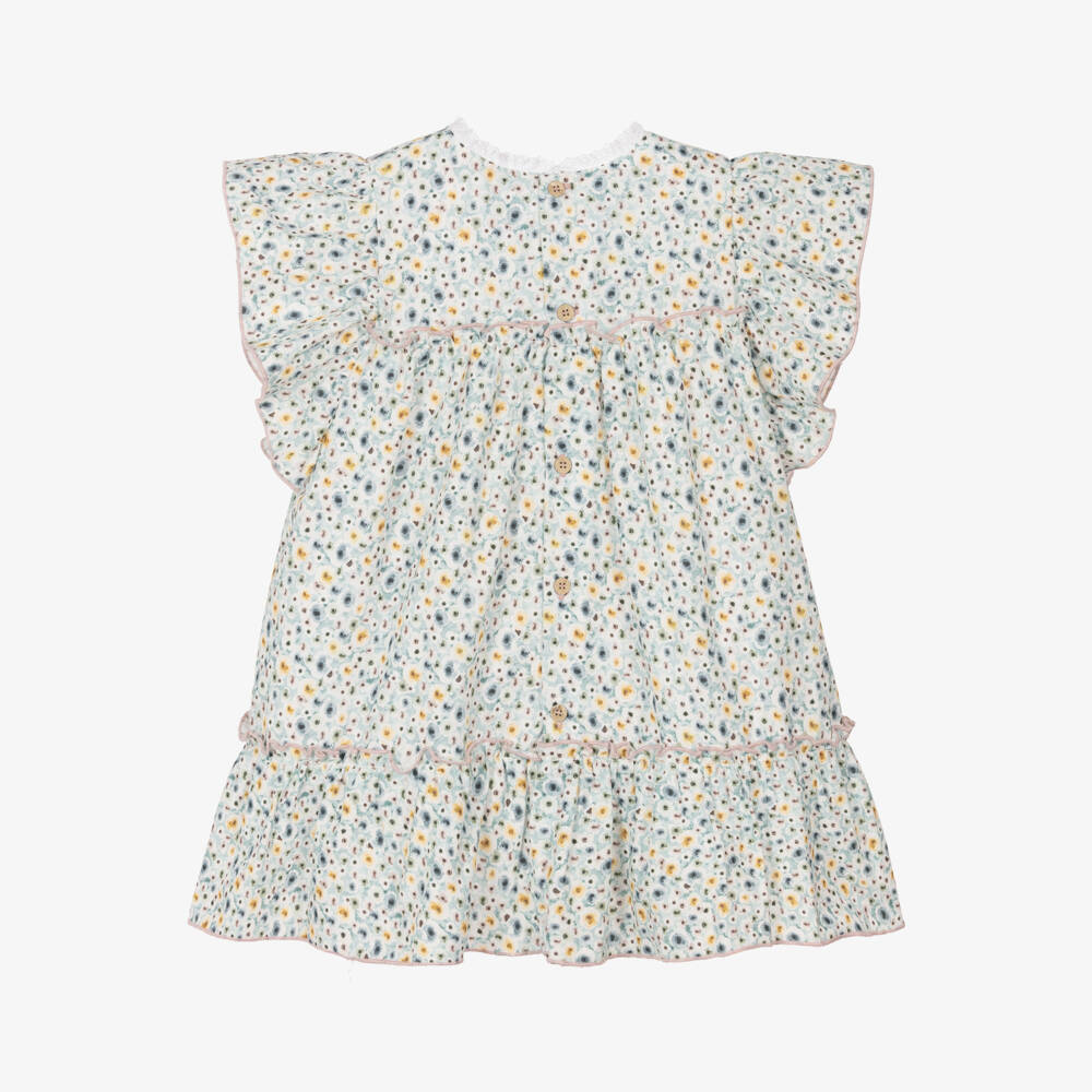 Babidu-Girls' Elegant Blue Floral Frock | Childrensalon Outlet