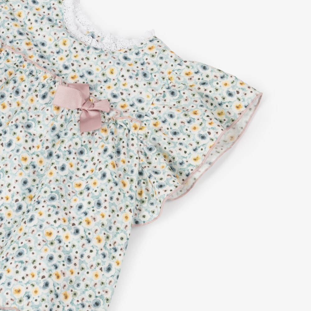 Babidu-Girls' Elegant Blue Floral Frock | Childrensalon Outlet