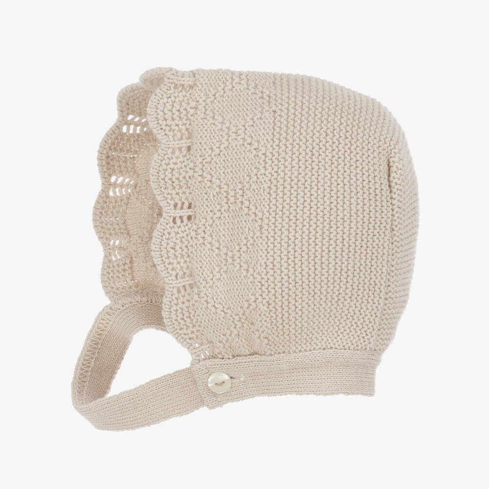 Babidu-Girls Floral & Beige Knitted 2 Piece Babysuit Set | Childrensalon Outlet