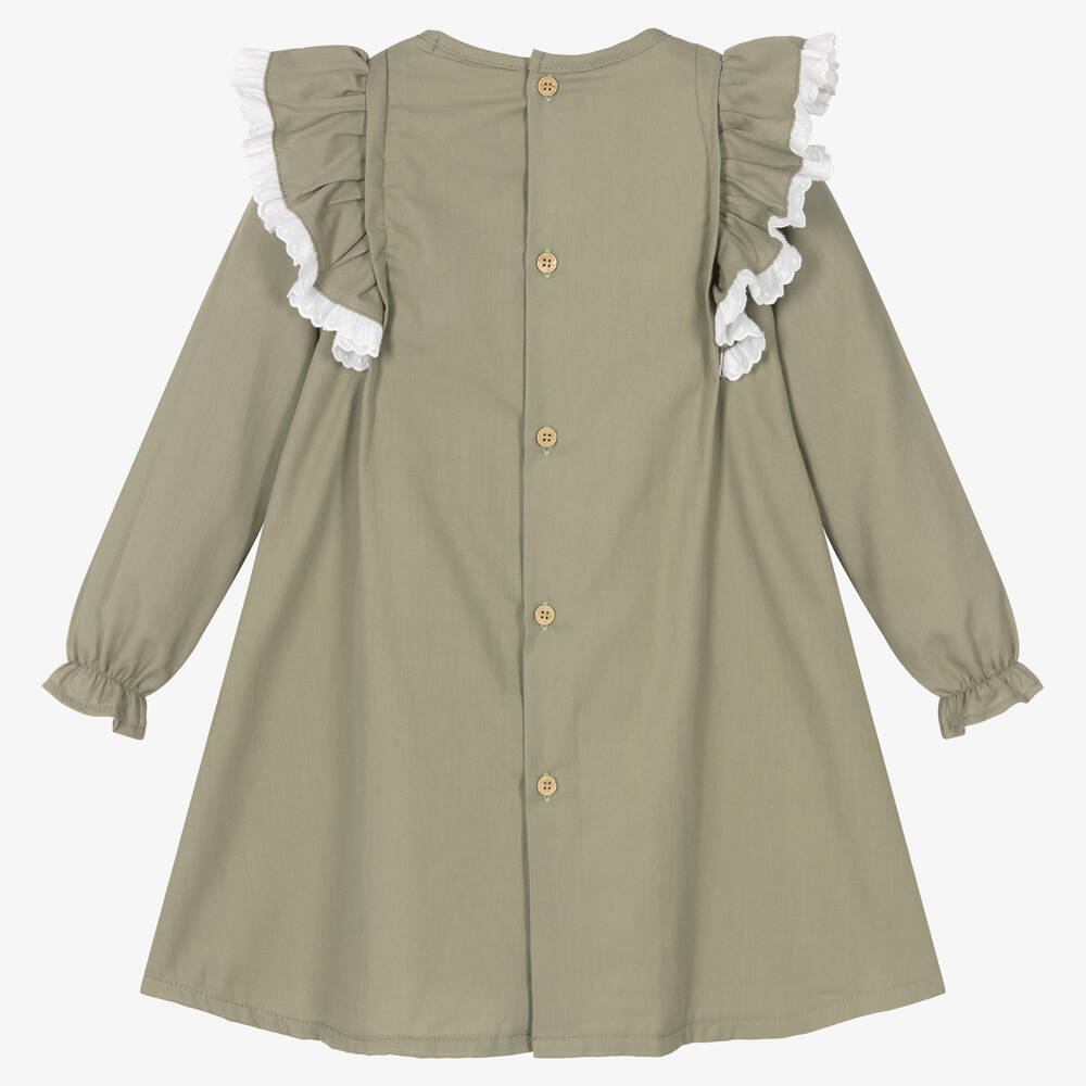 Babidu-Зеленое платье с бантом и оборками для девочек | Childrensalon Outlet