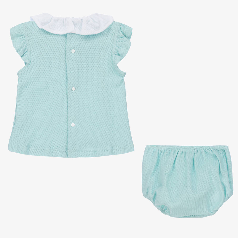 Babidu-Girls Green Cotton Dress | Childrensalon Outlet