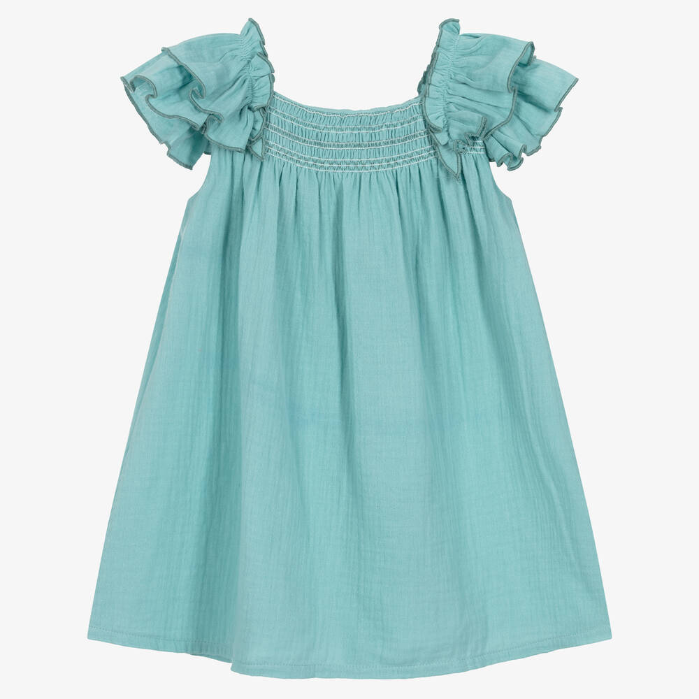 Babidu - Robe verte en coton fille | Childrensalon