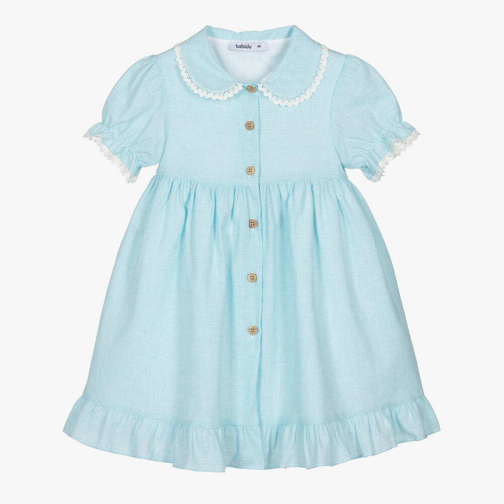 Babidu-Girls Green Cotton Dress | Childrensalon Outlet