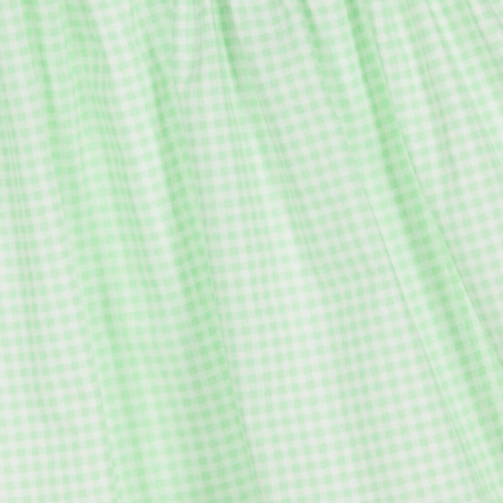Babidu-Girls Green Cotton Gingham Dress | Childrensalon Outlet