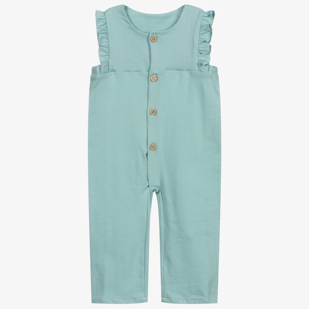 Babidu - Girls Green Cotton Jumpsuit | Childrensalon