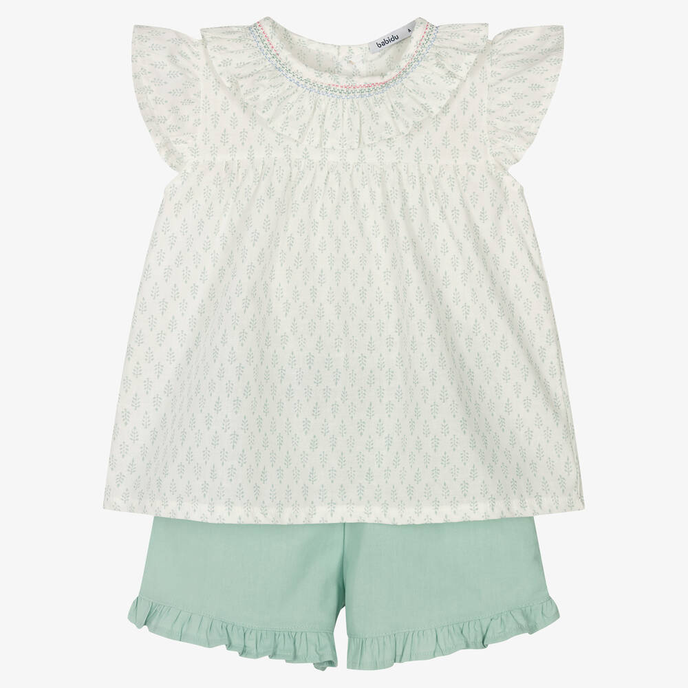 Babidu - Grünes Baumwollshorts-Set (M) | Childrensalon