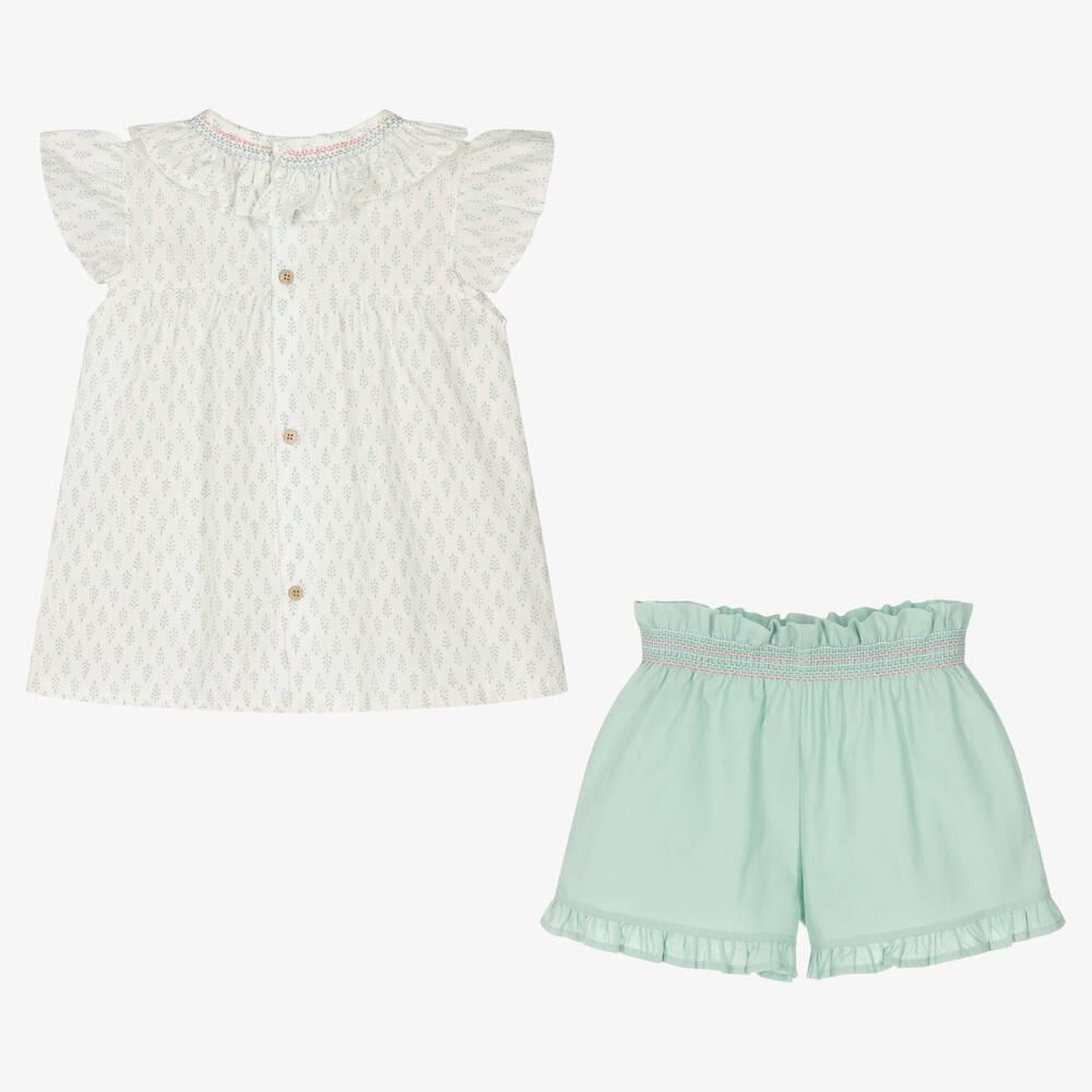 Babidu-Блузка и зеленые шорты из хлопка | Childrensalon Outlet