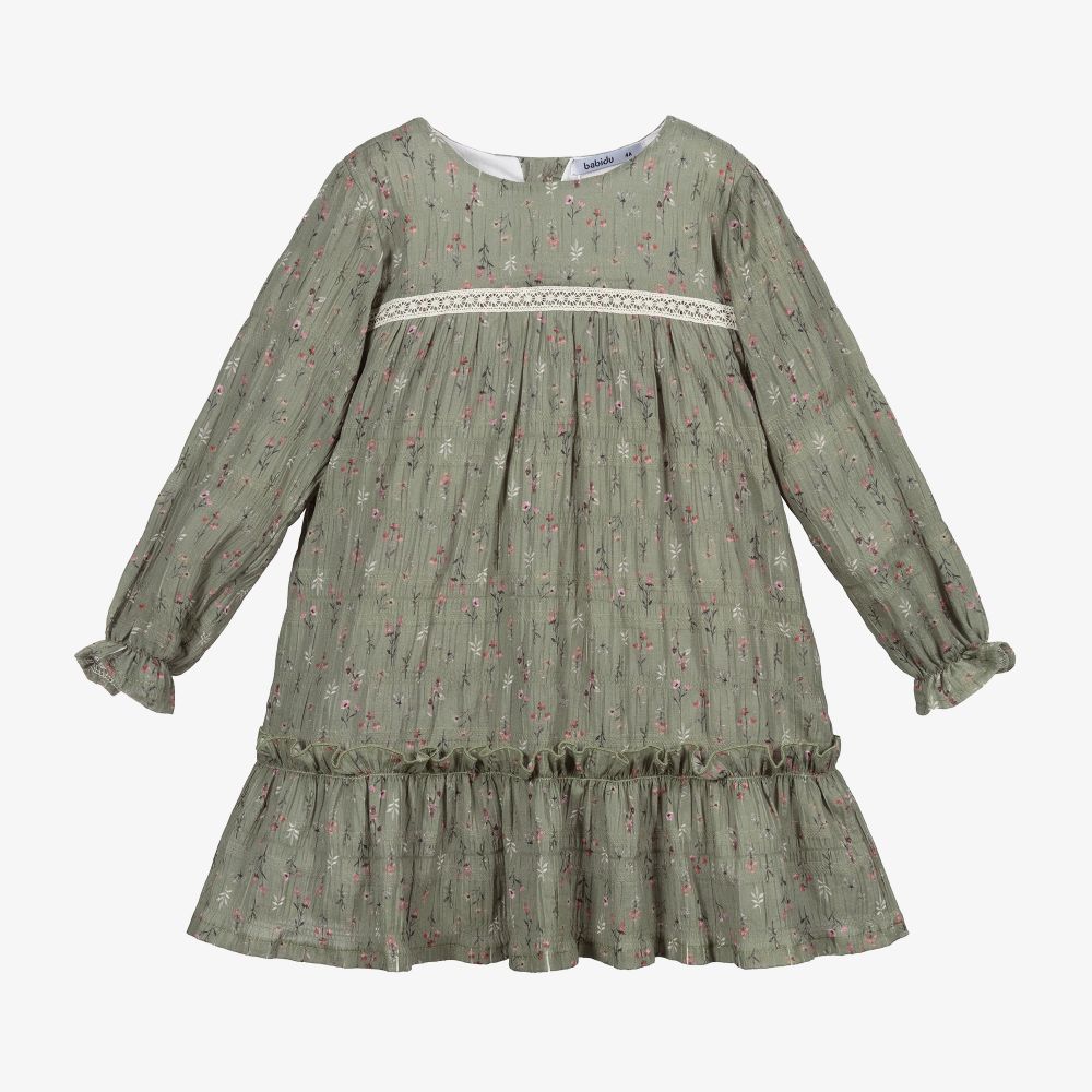 Babidu - Robe fleurie verte Fille | Childrensalon