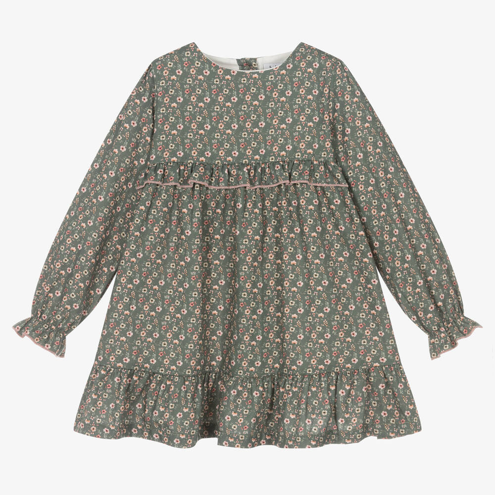 Babidu - Robe fleurie verte Fille | Childrensalon