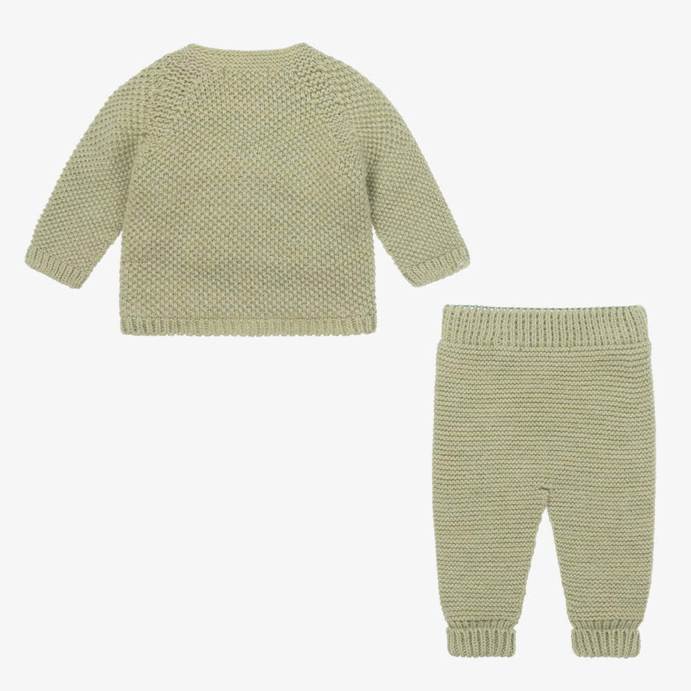 Babidu-Girls Green Wool Knitted Set | Childrensalon Outlet