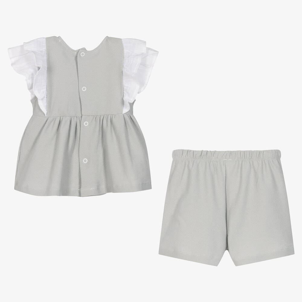 بابيدو -طقم شورت قطن لون رمادي للبنات | Childrensalon Outlet