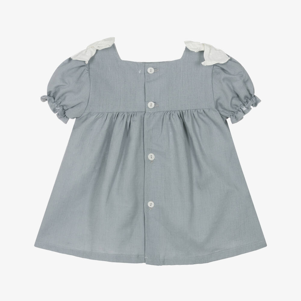 Babidu-Girls Grey Lace Bow Dress | Childrensalon Outlet